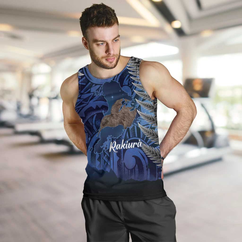 New Zealand Stewart Island Men Tank Top Rakiura Kiwi Maori Glowing Sky LT14 Blue - Polynesian Pride
