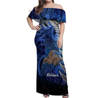 New Zealand Stewart Island Off Shoulder Maxi Dress Rakiura Kiwi Maori Glowing Sky LT14 Women Blue - Polynesian Pride