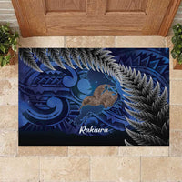 New Zealand Stewart Island Rubber Doormat Rakiura Kiwi Maori Glowing Sky LT14 Blue - Polynesian Pride