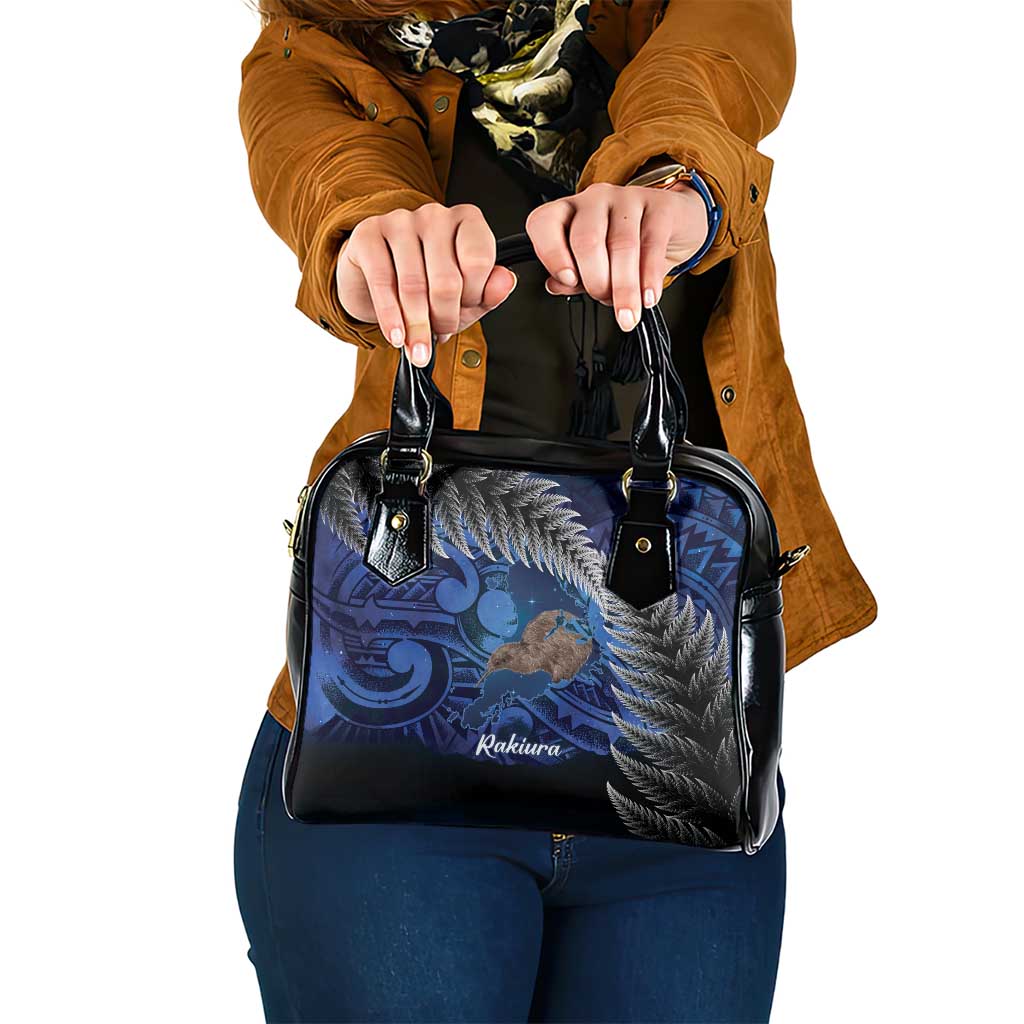 New Zealand Stewart Island Shoulder Handbag Rakiura Kiwi Maori Glowing Sky LT14 One Size Blue - Polynesian Pride