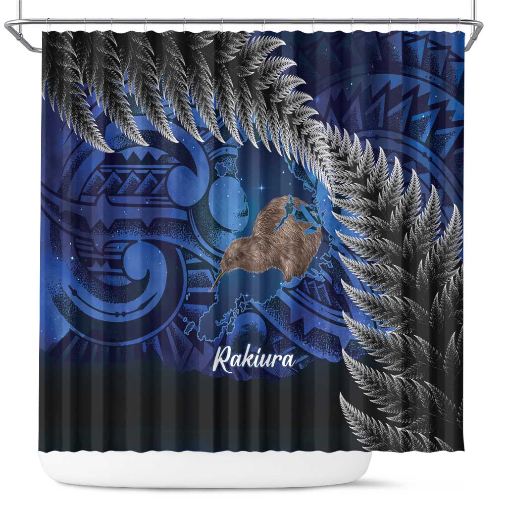 New Zealand Stewart Island Shower Curtain Rakiura Kiwi Maori Glowing Sky LT14 Blue - Polynesian Pride