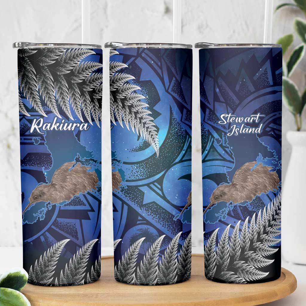 New Zealand Stewart Island Skinny Tumbler Rakiura Kiwi Maori Glowing Sky LT14 - Polynesian Pride