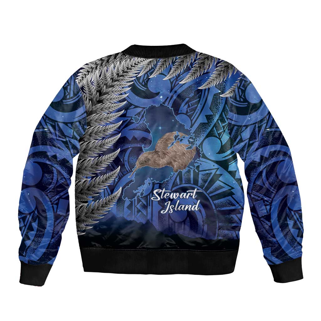 New Zealand Stewart Island Sleeve Zip Bomber Jacket Rakiura Kiwi Maori Glowing Sky LT14 - Polynesian Pride