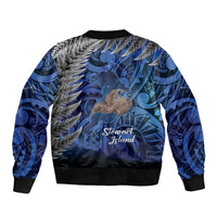 New Zealand Stewart Island Sleeve Zip Bomber Jacket Rakiura Kiwi Maori Glowing Sky LT14 - Polynesian Pride