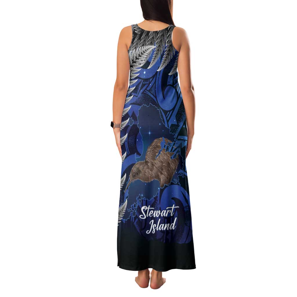 New Zealand Stewart Island Tank Maxi Dress Rakiura Kiwi Maori Glowing Sky LT14 - Polynesian Pride