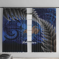 New Zealand Stewart Island Window Curtain Rakiura Kiwi Maori Glowing Sky LT14 With Hooks Blue - Polynesian Pride