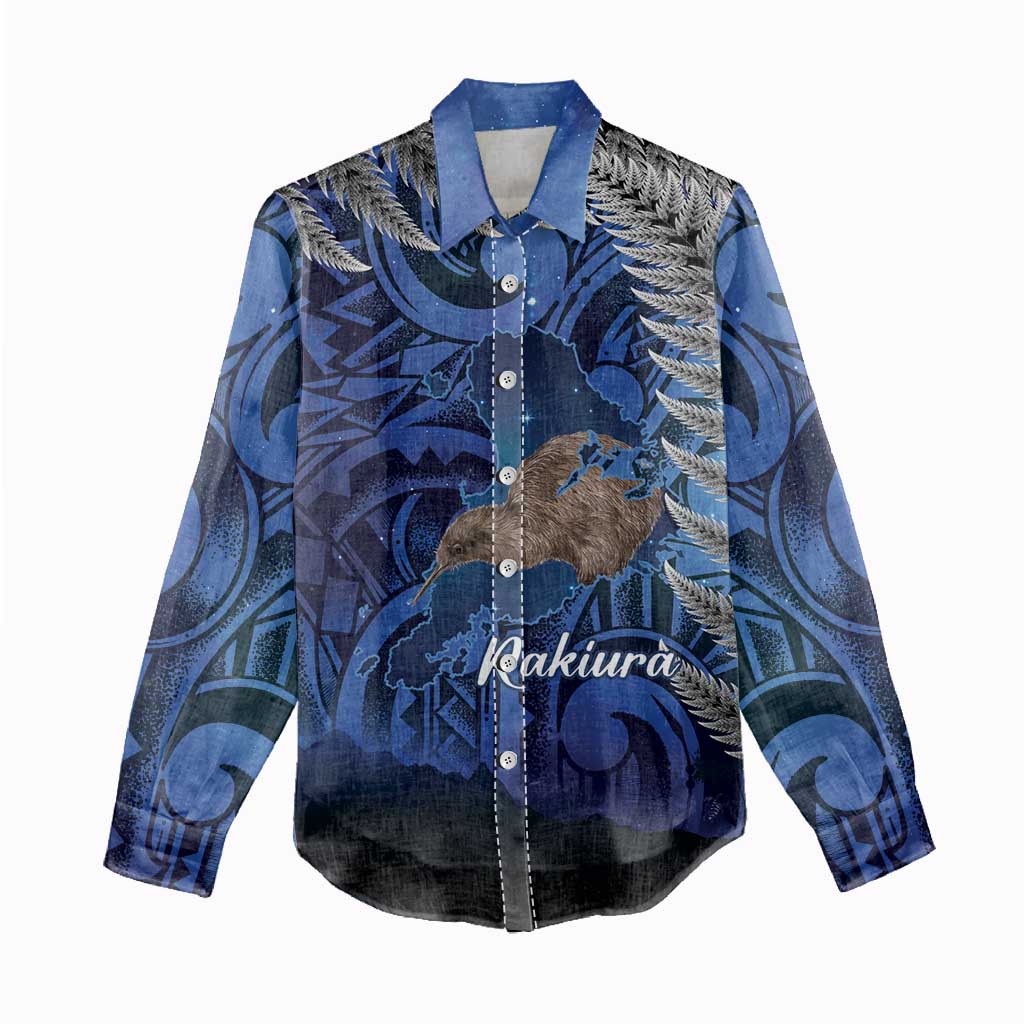 New Zealand Stewart Island Women Casual Shirt Rakiura Kiwi Maori Glowing Sky