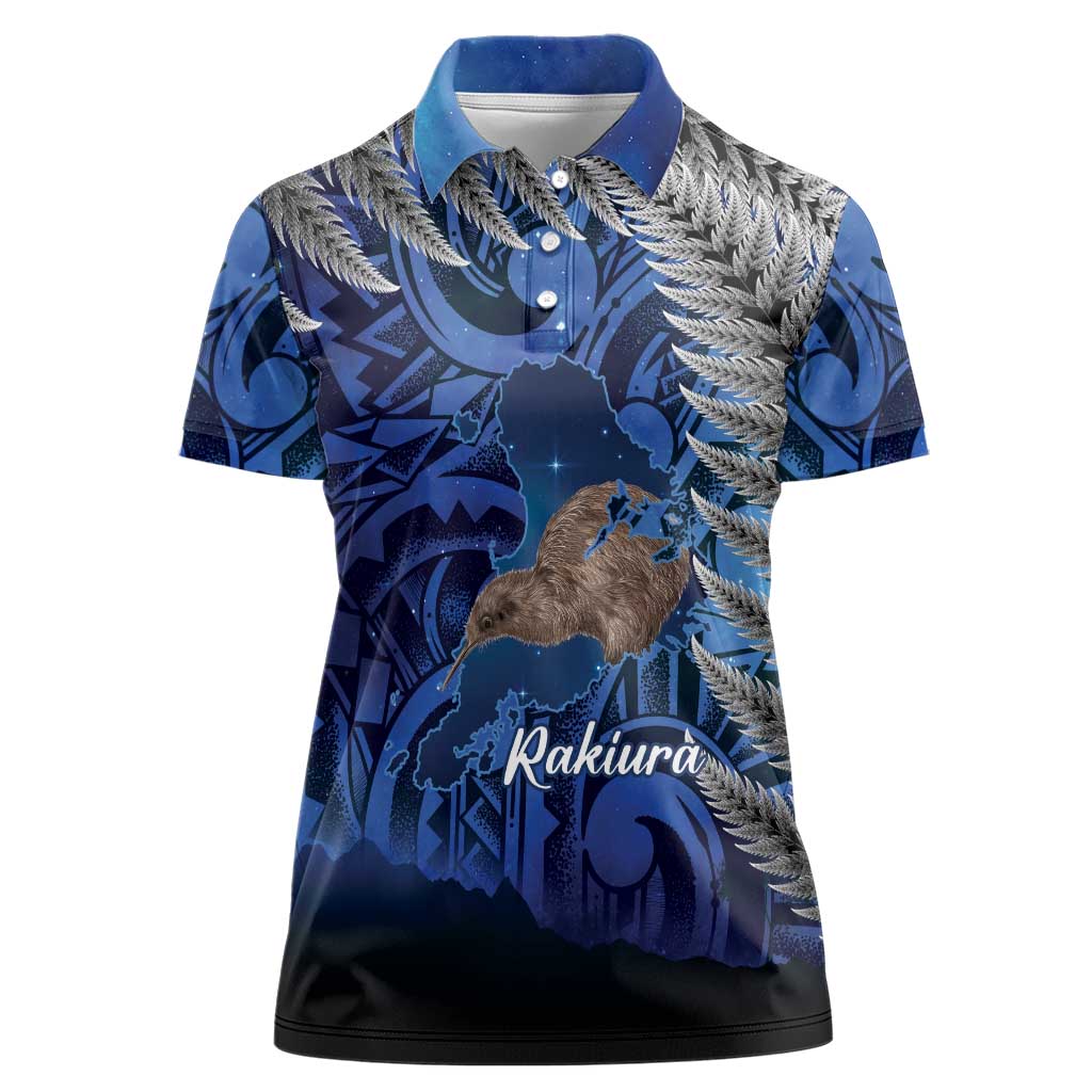 New Zealand Stewart Island Women Polo Shirt Rakiura Kiwi Maori Glowing Sky LT14 Female Blue - Polynesian Pride