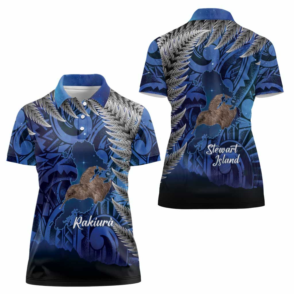 New Zealand Stewart Island Women Polo Shirt Rakiura Kiwi Maori Glowing Sky LT14 - Polynesian Pride