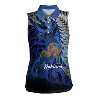 New Zealand Stewart Island Women Sleeveless Polo Shirt Rakiura Kiwi Maori Glowing Sky LT14 Female Blue - Polynesian Pride