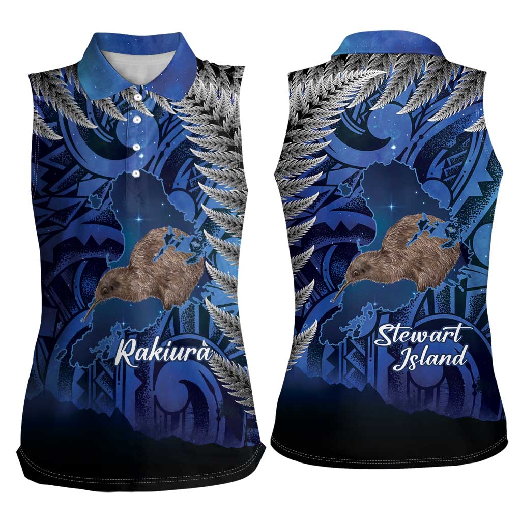 New Zealand Stewart Island Women Sleeveless Polo Shirt Rakiura Kiwi Maori Glowing Sky LT14 - Polynesian Pride