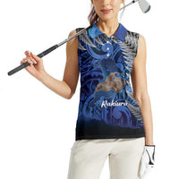 New Zealand Stewart Island Women Sleeveless Polo Shirt Rakiura Kiwi Maori Glowing Sky LT14 - Polynesian Pride