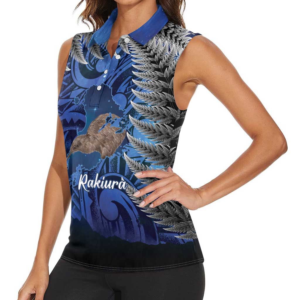 New Zealand Stewart Island Women Sleeveless Polo Shirt Rakiura Kiwi Maori Glowing Sky LT14 - Polynesian Pride
