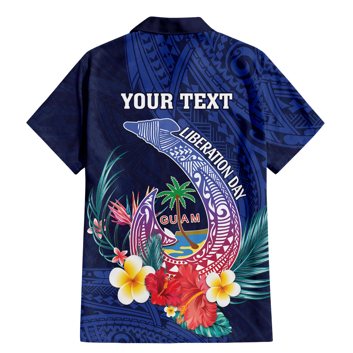 Personalised Guam Liberation Day Family Matching Mermaid Dress and Hawaiian Shirt Happy 80th Anniversary Fish Hook Mix Tropical Flowers LT14 - Polynesian Pride