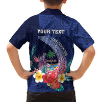 Personalised Guam Liberation Day Family Matching Off Shoulder Maxi Dress and Hawaiian Shirt Happy 80th Anniversary Fish Hook Mix Tropical Flowers LT14 - Polynesian Pride