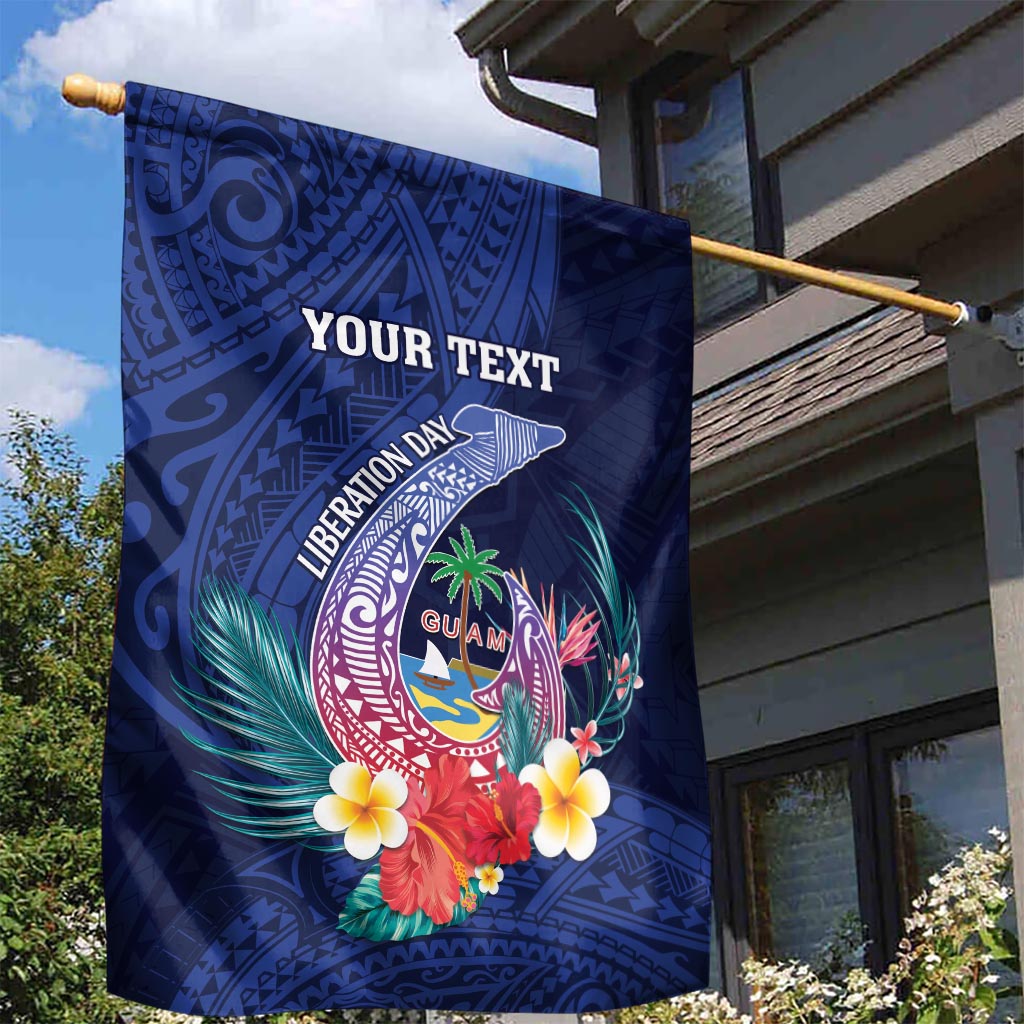 Personalised Guam Liberation Day Garden Flag Happy 80th Anniversary Fish Hook Mix Tropical Flowers LT14 - Polynesian Pride
