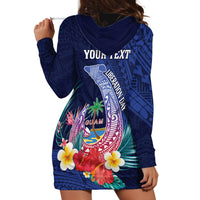 Personalised Guam Liberation Day Hoodie Dress Happy 80th Anniversary Fish Hook Mix Tropical Flowers LT14 - Polynesian Pride