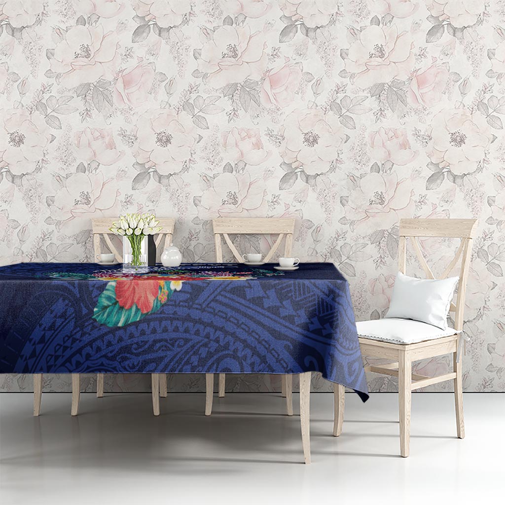 Personalised Guam Liberation Day Tablecloth Happy 80th Anniversary Fish Hook Mix Tropical Flowers