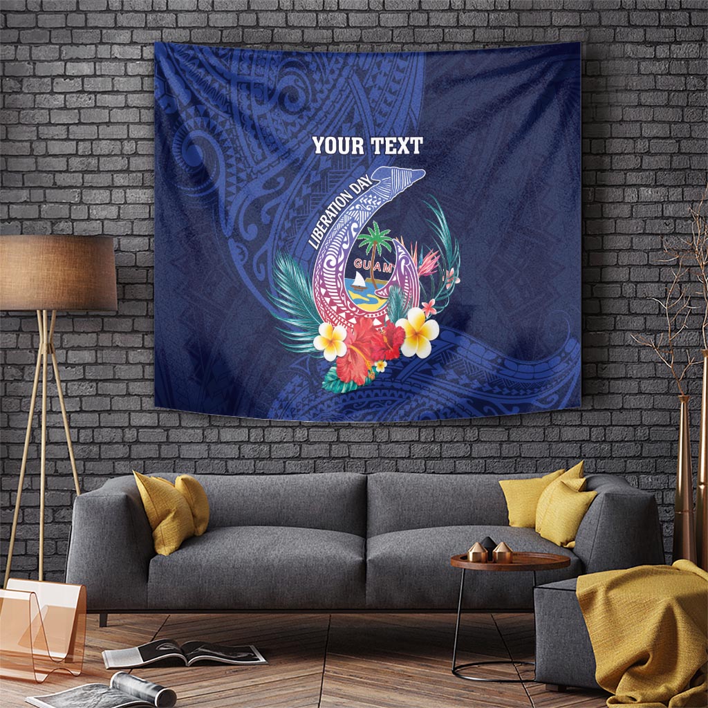 Personalised Guam Liberation Day Tapestry Happy 80th Anniversary Fish Hook Mix Tropical Flowers LT14 - Polynesian Pride