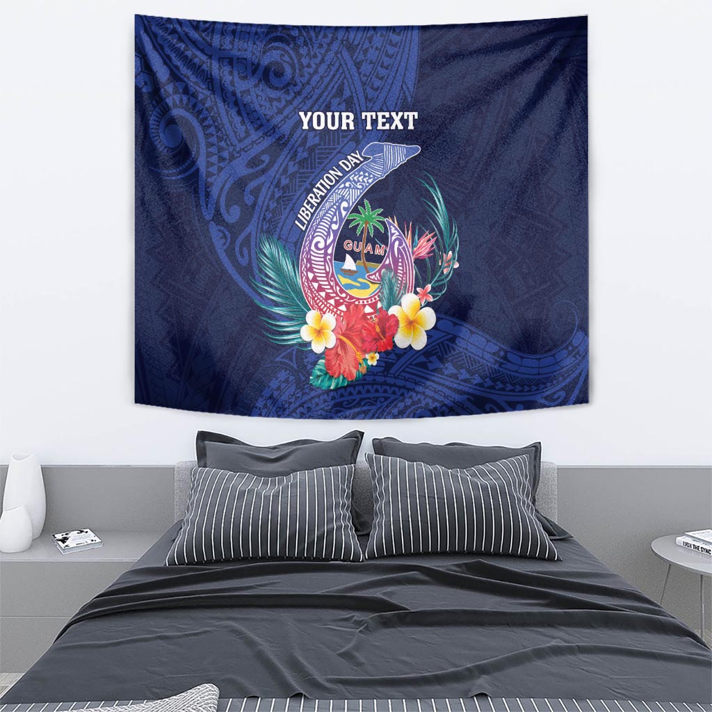 Personalised Guam Liberation Day Tapestry Happy 80th Anniversary Fish Hook Mix Tropical Flowers LT14 - Polynesian Pride