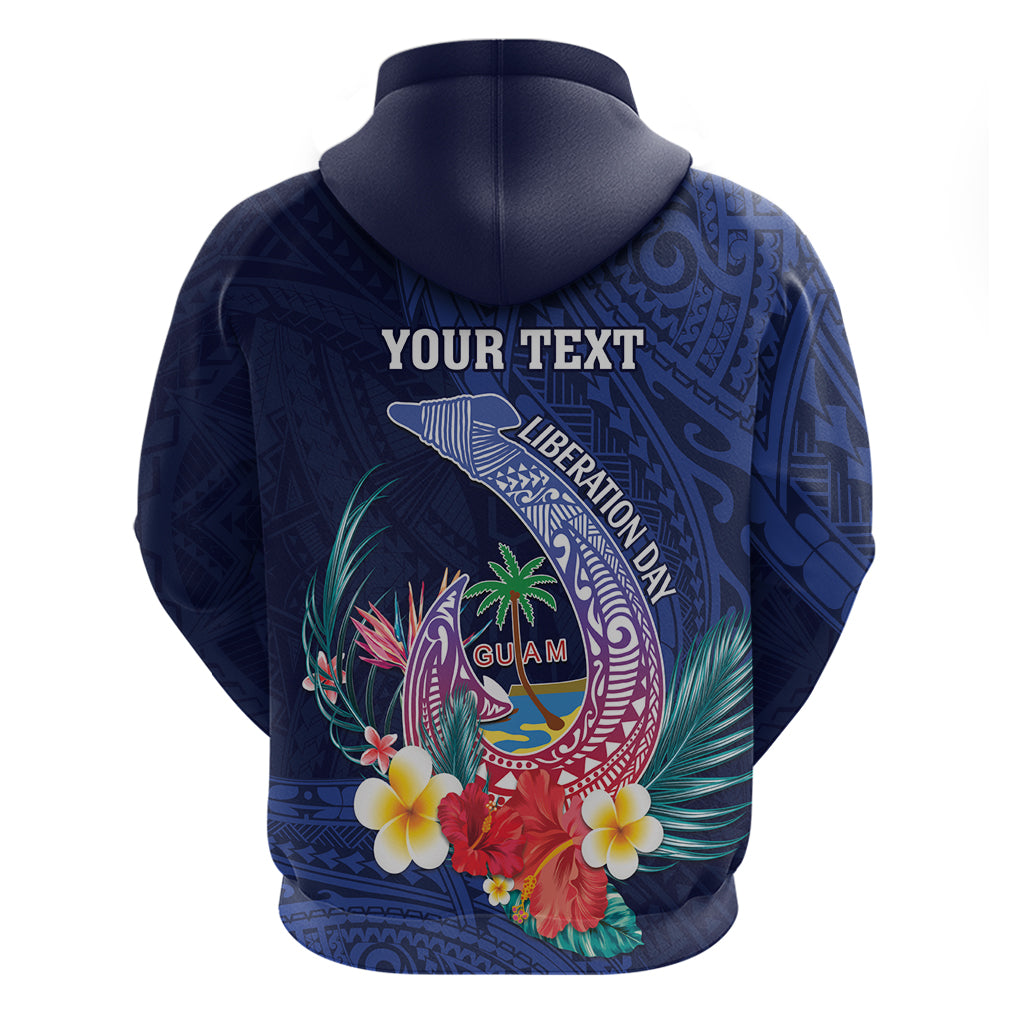Personalised Guam Liberation Day Zip Hoodie Happy 80th Anniversary Fish Hook Mix Tropical Flowers LT14 - Polynesian Pride