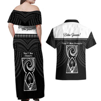 Guam Liberation Day Couples Matching Off Shoulder Maxi Dress and Hawaiian Shirt Biba Guahan Chamorro 80th Anniversary - Black LT14 - Polynesian Pride