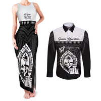 Guam Liberation Day Couples Matching Tank Maxi Dress and Long Sleeve Button Shirt Biba Guahan Chamorro 80th Anniversary - Black LT14 Black - Polynesian Pride