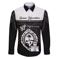 Guam Liberation Day Family Matching Long Sleeve Bodycon Dress and Hawaiian Shirt Biba Guahan Chamorro 80th Anniversary - Black LT14 Dad's Shirt - Long Sleeve Black - Polynesian Pride
