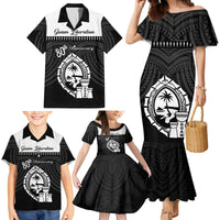 Guam Liberation Day Family Matching Mermaid Dress and Hawaiian Shirt Biba Guahan Chamorro 80th Anniversary - Black LT14 - Polynesian Pride