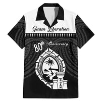 Guam Liberation Day Family Matching Mermaid Dress and Hawaiian Shirt Biba Guahan Chamorro 80th Anniversary - Black LT14 Dad's Shirt - Short Sleeve Black - Polynesian Pride
