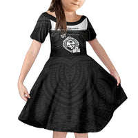 Guam Liberation Day Family Matching Off The Shoulder Long Sleeve Dress and Hawaiian Shirt Biba Guahan Chamorro 80th Anniversary - Black LT14 Daughter's Dress Black - Polynesian Pride