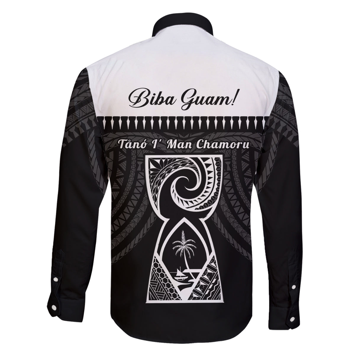Guam Liberation Day Family Matching Off Shoulder Short Dress and Hawaiian Shirt Biba Guahan Chamorro 80th Anniversary - Black LT14 - Polynesian Pride