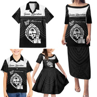 Guam Liberation Day Family Matching Puletasi and Hawaiian Shirt Biba Guahan Chamorro 80th Anniversary - Black LT14 - Polynesian Pride