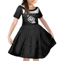 Guam Liberation Day Family Matching Short Sleeve Bodycon Dress and Hawaiian Shirt Biba Guahan Chamorro 80th Anniversary - Black LT14 Daughter's Dress Black - Polynesian Pride