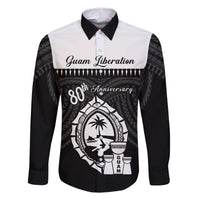 Guam Liberation Day Family Matching Short Sleeve Bodycon Dress and Hawaiian Shirt Biba Guahan Chamorro 80th Anniversary - Black LT14 Dad's Shirt - Long Sleeve Black - Polynesian Pride