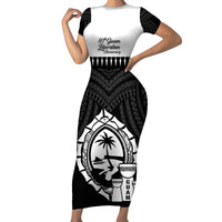 Guam Liberation Day Family Matching Short Sleeve Bodycon Dress and Hawaiian Shirt Biba Guahan Chamorro 80th Anniversary - Black LT14 Mom's Dress Black - Polynesian Pride