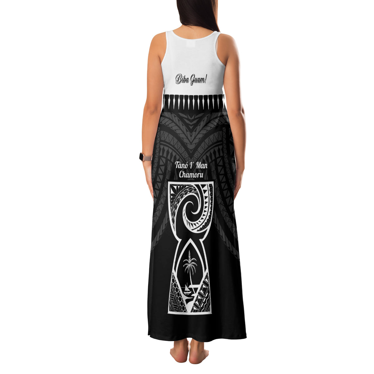Guam Liberation Day Family Matching Tank Maxi Dress and Hawaiian Shirt Biba Guahan Chamorro 80th Anniversary - Black LT14 - Polynesian Pride