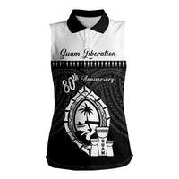 Guam Liberation Day Women Sleeveless Polo Shirt Biba Guahan Chamorro 80th Anniversary - Black LT14 Female Black - Polynesian Pride
