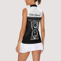Guam Liberation Day Women Sleeveless Polo Shirt Biba Guahan Chamorro 80th Anniversary - Black LT14 - Polynesian Pride
