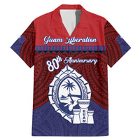 Guam Liberation Day Family Matching Mermaid Dress and Hawaiian Shirt Biba Guahan Chamorro 80th Anniversary - Blue LT14 Dad's Shirt - Short Sleeve Blue - Polynesian Pride