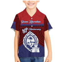 Guam Liberation Day Family Matching Mermaid Dress and Hawaiian Shirt Biba Guahan Chamorro 80th Anniversary - Blue LT14 Son's Shirt Blue - Polynesian Pride