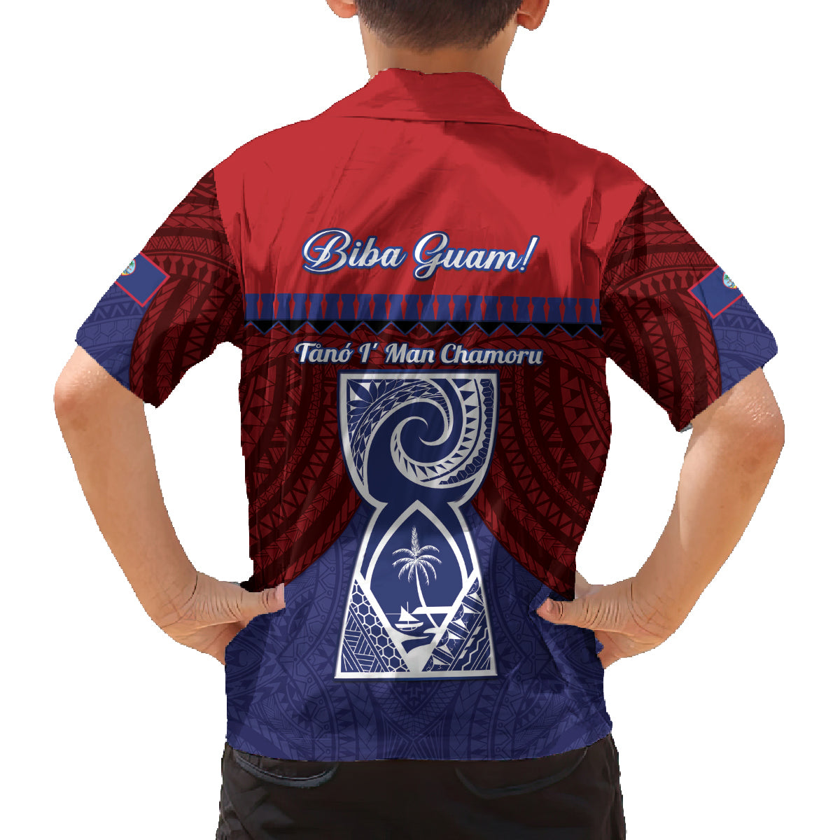 Guam Liberation Day Family Matching Summer Maxi Dress and Hawaiian Shirt Biba Guahan Chamorro 80th Anniversary - Blue LT14 - Polynesian Pride