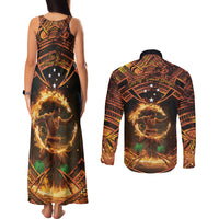 Samoa Teuila 2024 Festival Couples Matching Tank Maxi Dress and Long Sleeve Button Shirt Samoan Siva Afi With Red Gingers LT14 - Polynesian Pride
