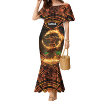 Samoa Teuila 2024 Festival Family Matching Mermaid Dress and Hawaiian Shirt Samoan Siva Afi With Red Gingers LT14 Mom's Dress Black - Polynesian Pride