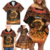 Samoa Teuila 2024 Festival Family Matching Off Shoulder Short Dress and Hawaiian Shirt Samoan Siva Afi With Red Gingers LT14 - Polynesian Pride