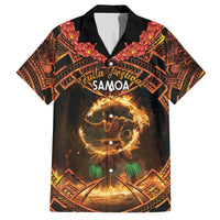 Samoa Teuila 2024 Festival Family Matching Off Shoulder Short Dress and Hawaiian Shirt Samoan Siva Afi With Red Gingers LT14 Dad's Shirt - Short Sleeve Black - Polynesian Pride