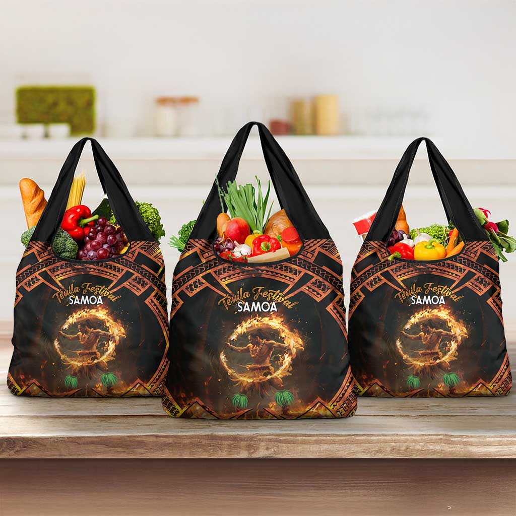 Samoa Teuila Festival Grocery Bag Samoan Siva Afi With Red Gingers