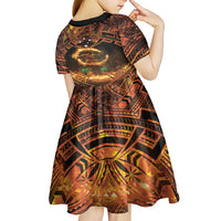 Samoa Teuila 2024 Festival Kid Short Sleeve Dress Samoan Siva Afi With Red Gingers LT14 - Polynesian Pride