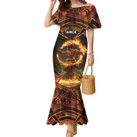 Samoa Teuila 2024 Festival Mermaid Dress Samoan Siva Afi With Red Gingers LT14 Women Black - Polynesian Pride