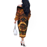 Samoa Teuila 2024 Festival Off The Shoulder Long Sleeve Dress Samoan Siva Afi With Red Gingers LT14 - Polynesian Pride
